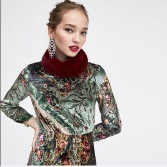 velvet green dress zara